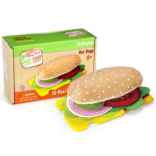 Felt cloth hamburger toy set sandwich hot dog children's kitchen pretend play toy kindergarten felt teaching aids