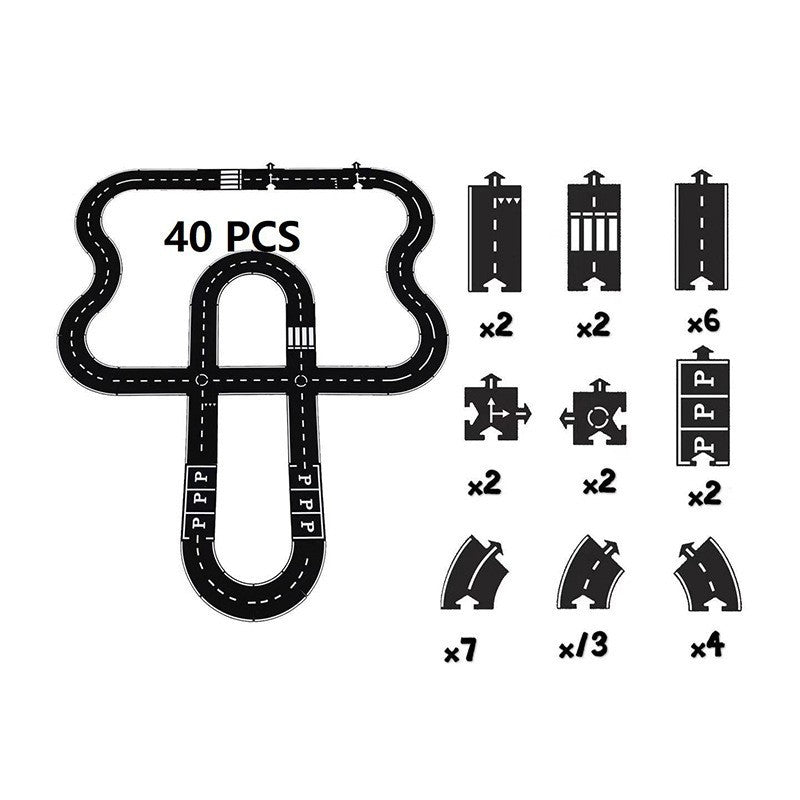 ins children's car road splicing track puzzle toy highway construction PVC soft rubber toy