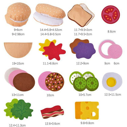 Felt cloth hamburger toy set sandwich hot dog children's kitchen pretend play toy kindergarten felt teaching aids