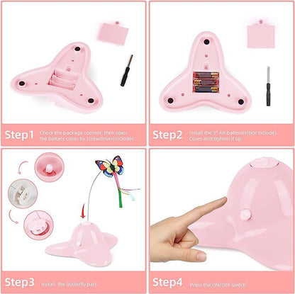 Cat Carousel Amazon Best Selling Electric Cat Toy Automatic Rotating Cat Stick Butterfly Interactive Pet Toy