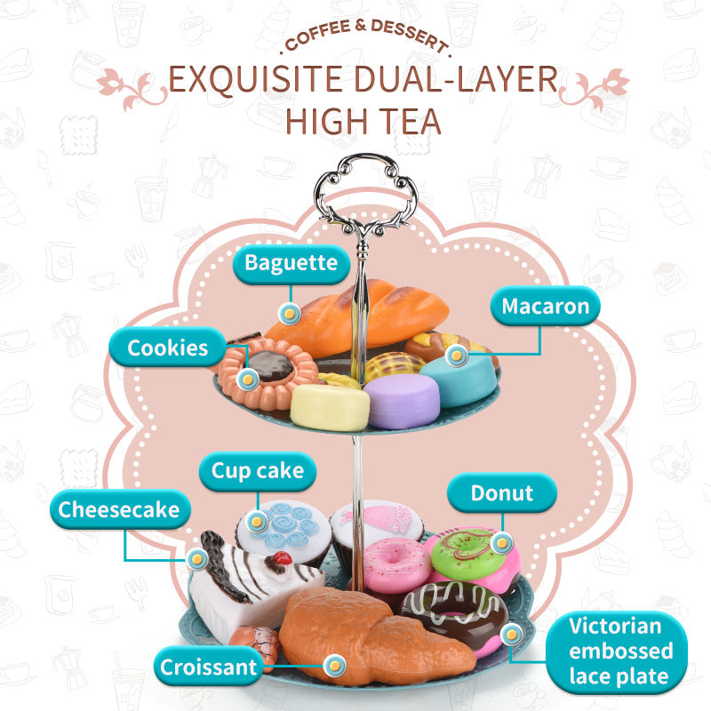 Cross-border new afternoon tea snacks children's play house toy set spray induction cooker coffee toy 52 pieces set