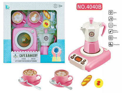 Cross-border new afternoon tea snacks children's play house toy set spray induction cooker coffee toy 52 pieces set