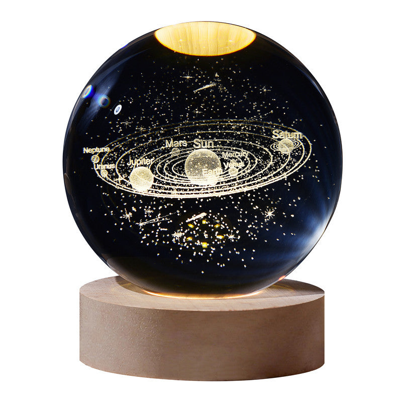 3D Galaxy Ball Night Light on a stand with solar system diagram