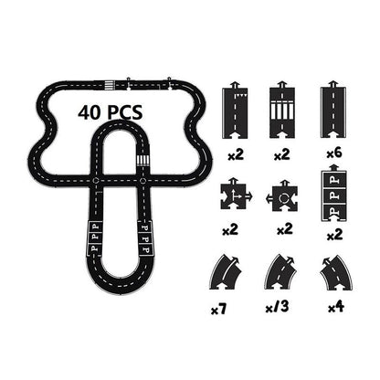 ins children's car road splicing track puzzle toy highway construction PVC soft rubber toy