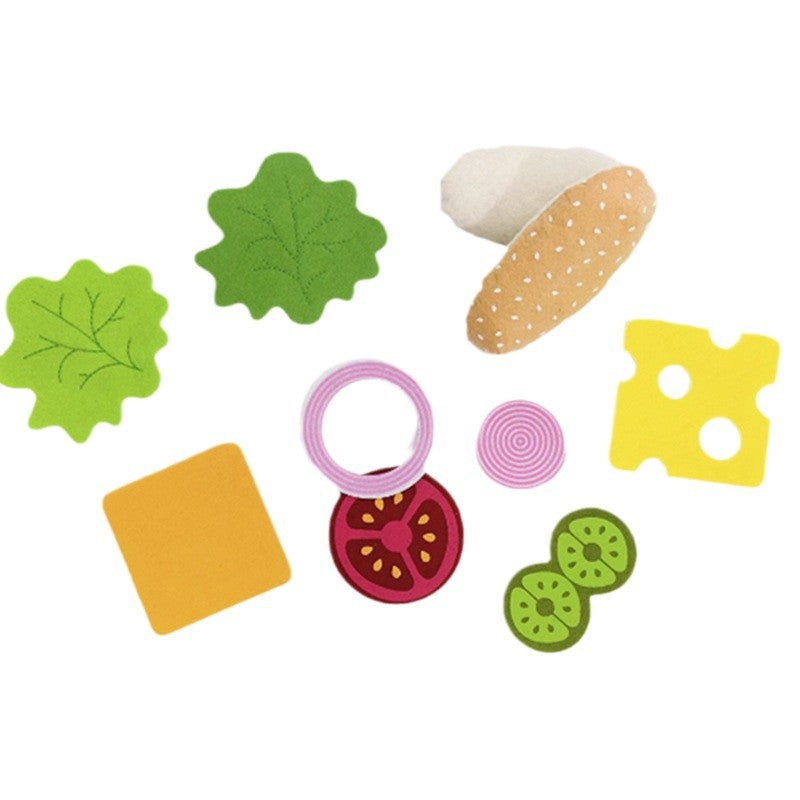 Felt cloth hamburger toy set sandwich hot dog children's kitchen pretend play toy kindergarten felt teaching aids