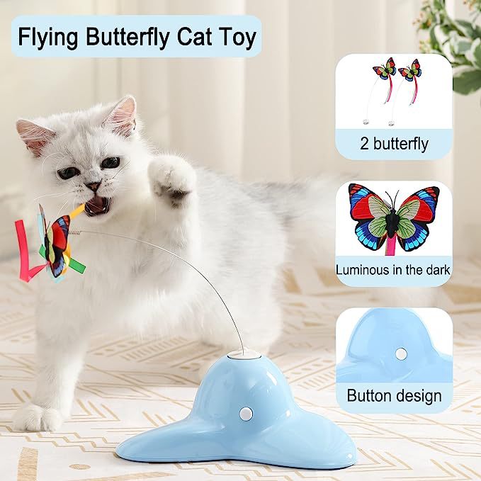 Cat Carousel Amazon Best Selling Electric Cat Toy Automatic Rotating Cat Stick Butterfly Interactive Pet Toy