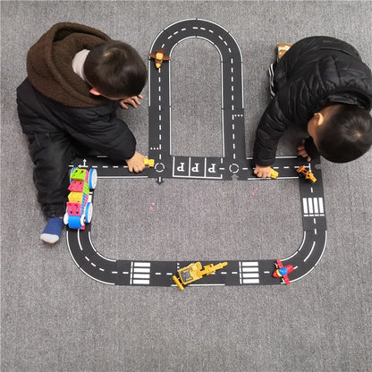 ins children's car road splicing track puzzle toy highway construction PVC soft rubber toy