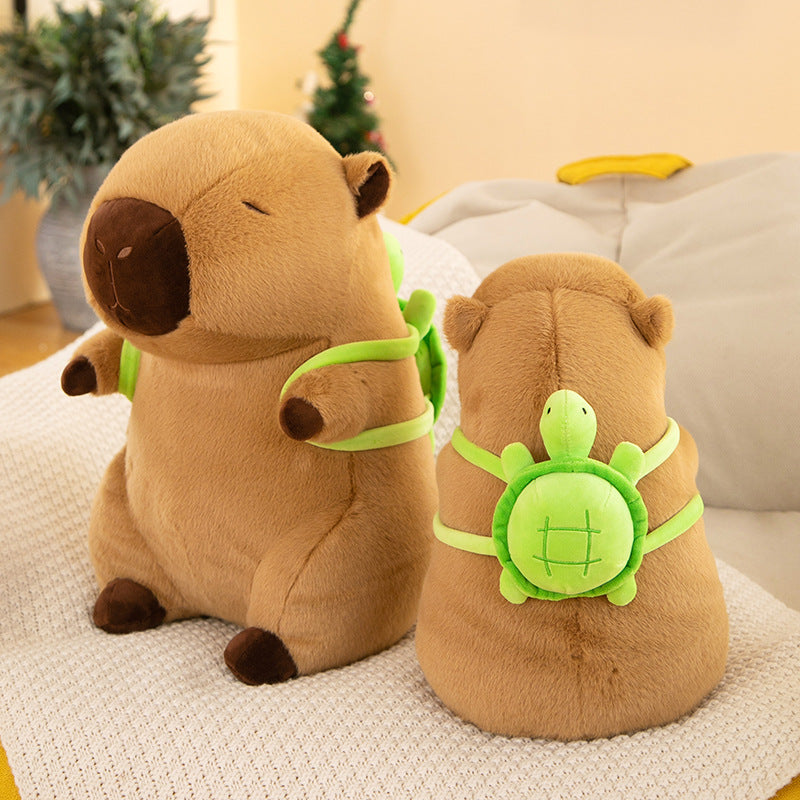 Capybara Plush with Turtle Backpack