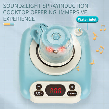 Cross-border new afternoon tea snacks children's play house toy set spray induction cooker coffee toy 52 pieces set