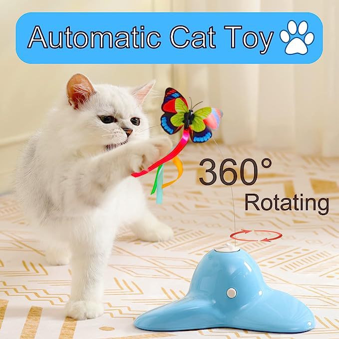 Cat Carousel Amazon Best Selling Electric Cat Toy Automatic Rotating Cat Stick Butterfly Interactive Pet Toy