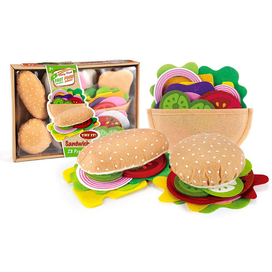 Felt cloth hamburger toy set sandwich hot dog children's kitchen pretend play toy kindergarten felt teaching aids