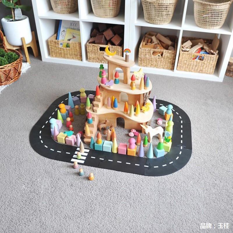 ins children's car road splicing track puzzle toy highway construction PVC soft rubber toy