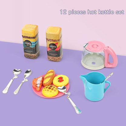 Cross-border new afternoon tea snacks children's play house toy set spray induction cooker coffee toy 52 pieces set